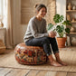 Kilim-Patchwork Sitzhocker mit Stauraum – Boho Pouf aus Kunstleder -    Zorenza