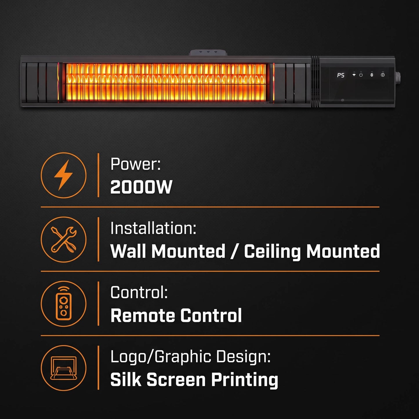 1500W Infrared Patio Heater, WiFi App Control, 9 Heat Levels and 24H Timer for Outdoor Heating
