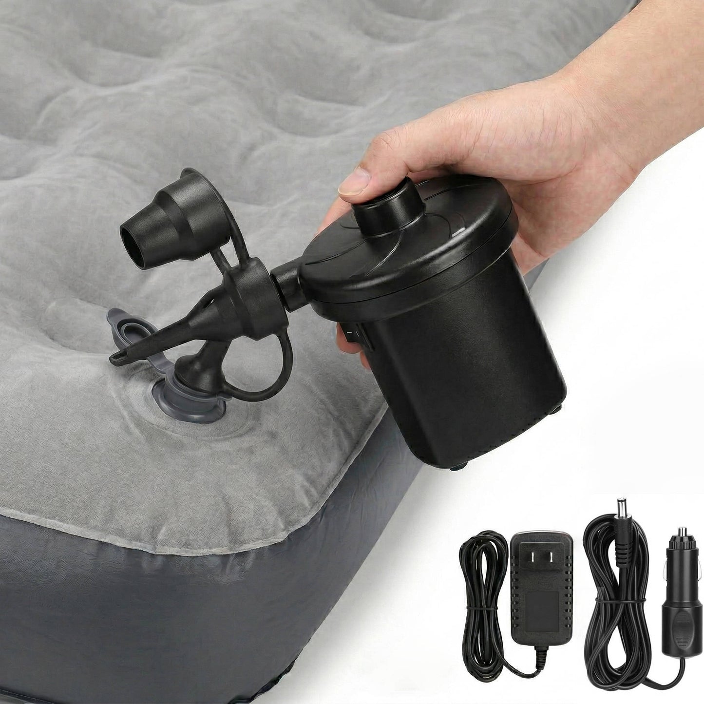 Powerful Air Pump for Inflatables with 3 Nozzles, Inflator/Deflator Pumps for Outdoor Camping, Inflatable Air Mattress Beds, Boats, Swimming Ring