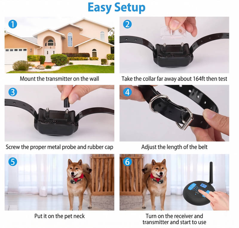 2 in 1 Wireless Dog Training Collar, Outdoor dog Containment System with Remote Control Safe Boundary