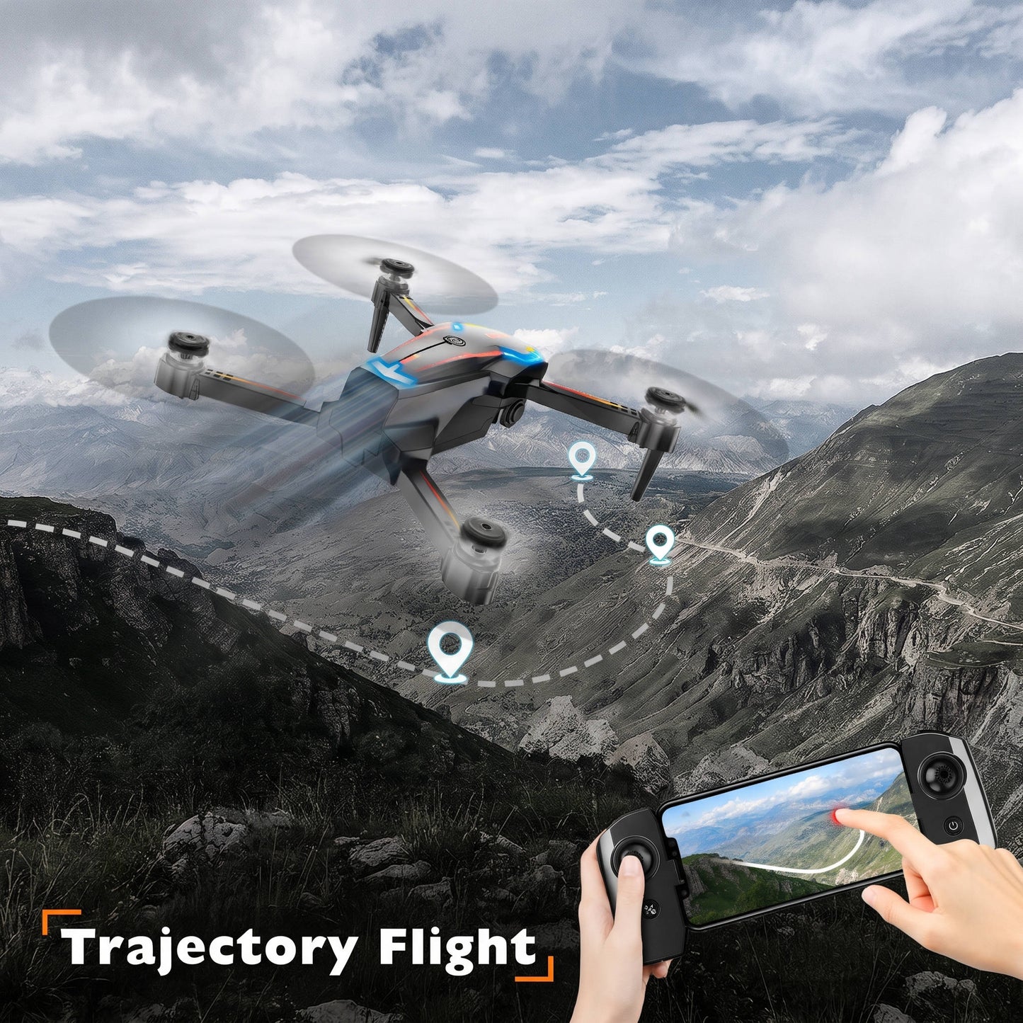 2K HD FPV Drone with Camera, Foldable RC Drone with Altitude Hold, 3 Speed Modes, 2 Batteries for Adults and Beginners