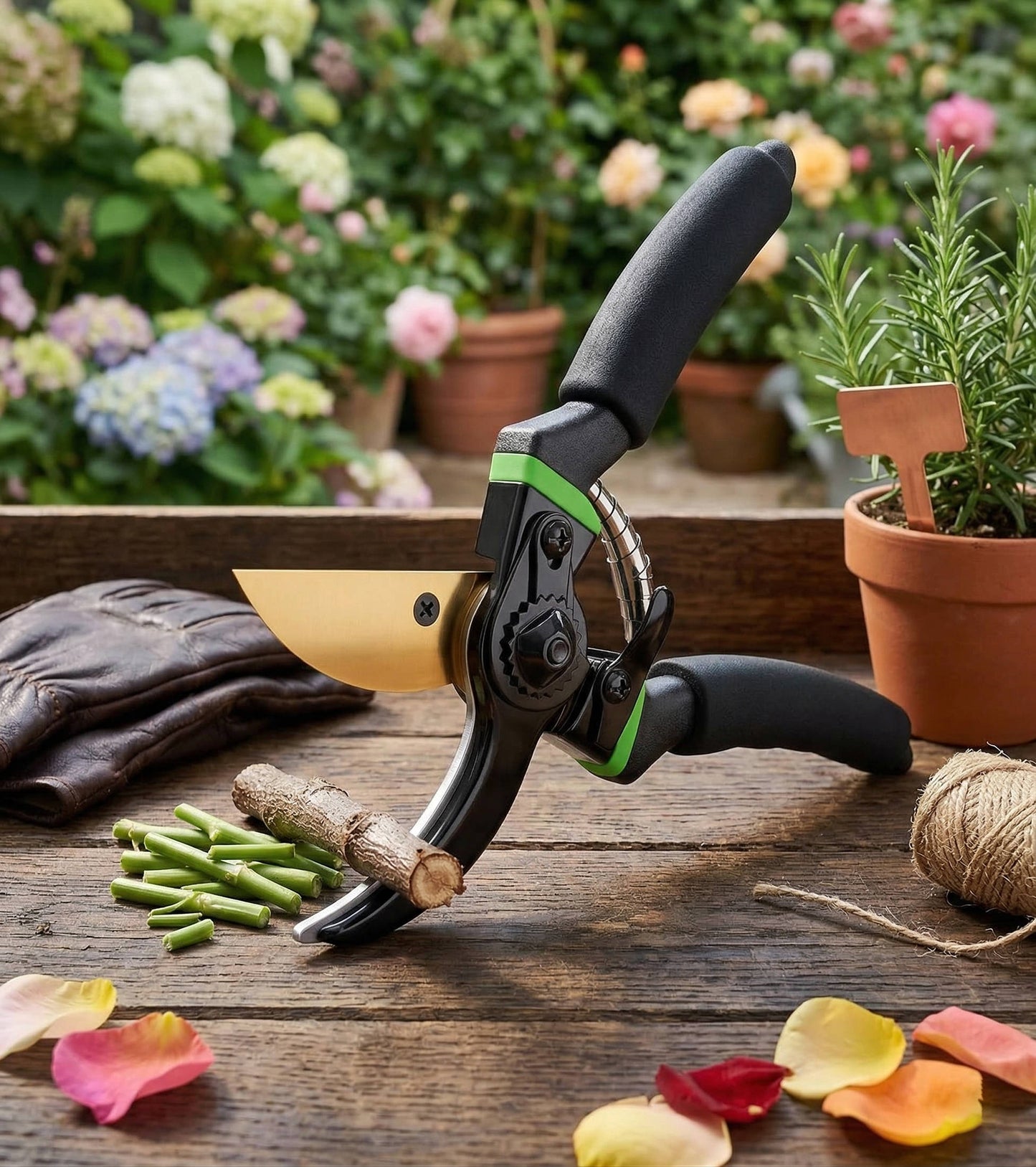 Ultra Sharp Titanium Japanese Steel Pruning Shears, Cuts 3X Easier, Weak Hand Arthritis, Rust Resistant