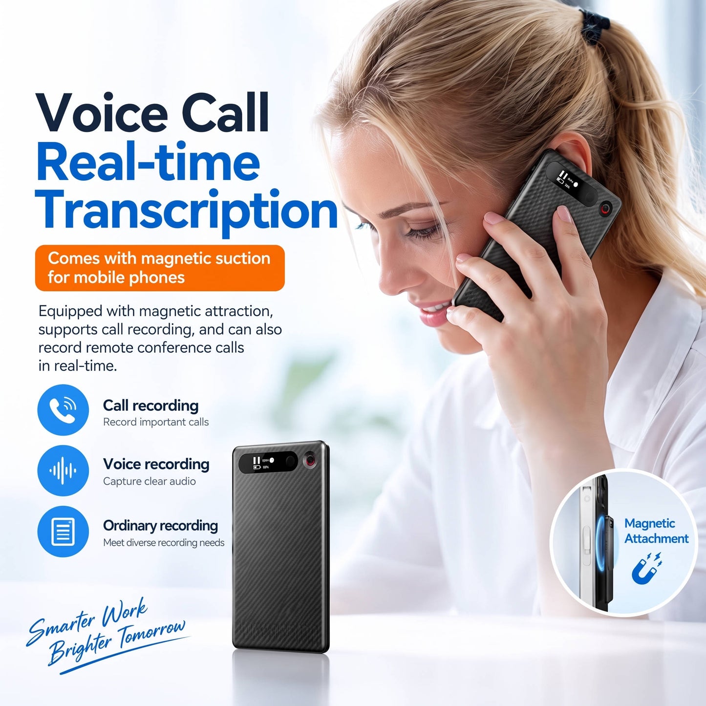 AI Voice Recorder, Smart Meeting Notes, Real Time Translation & AI Noise Reduction, Portable Digital Audio Recorder