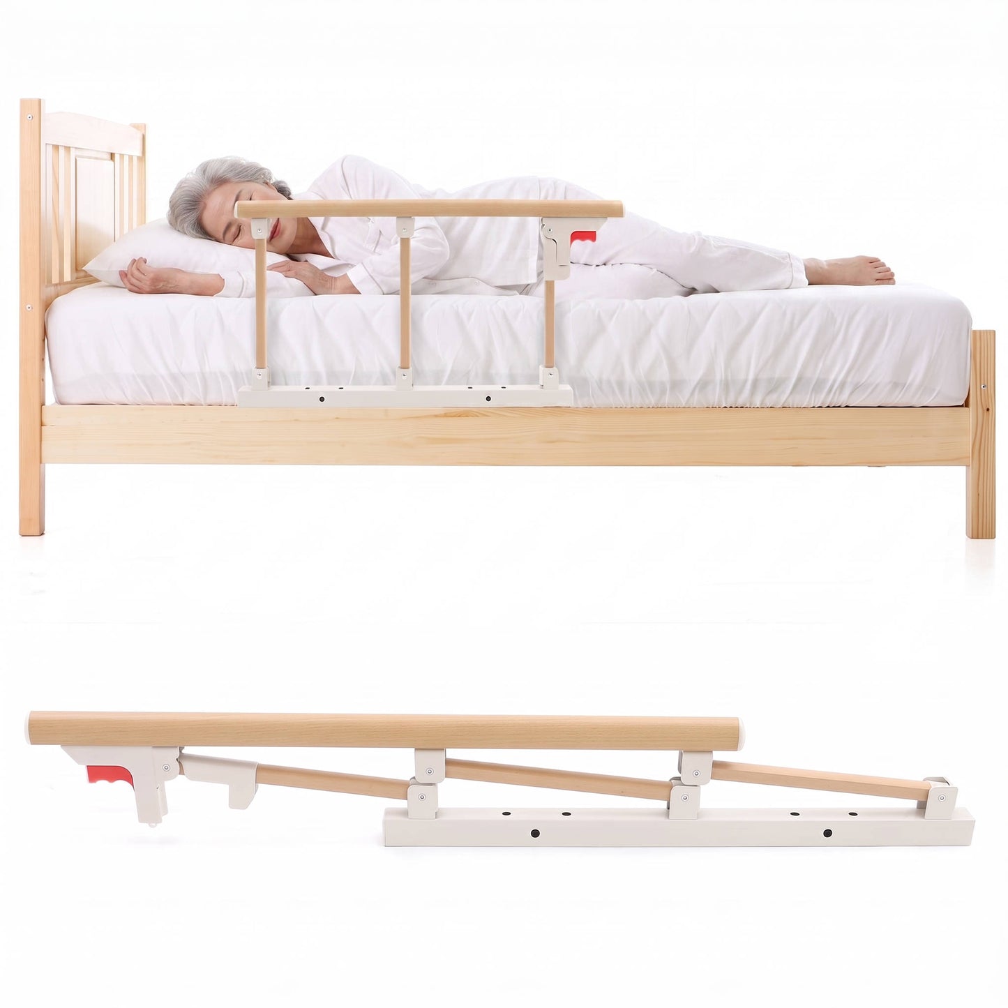 Large Anti Fall Elderly Bed Guard Rail, Adjustable Safety Bed Assist Rail for Seniors