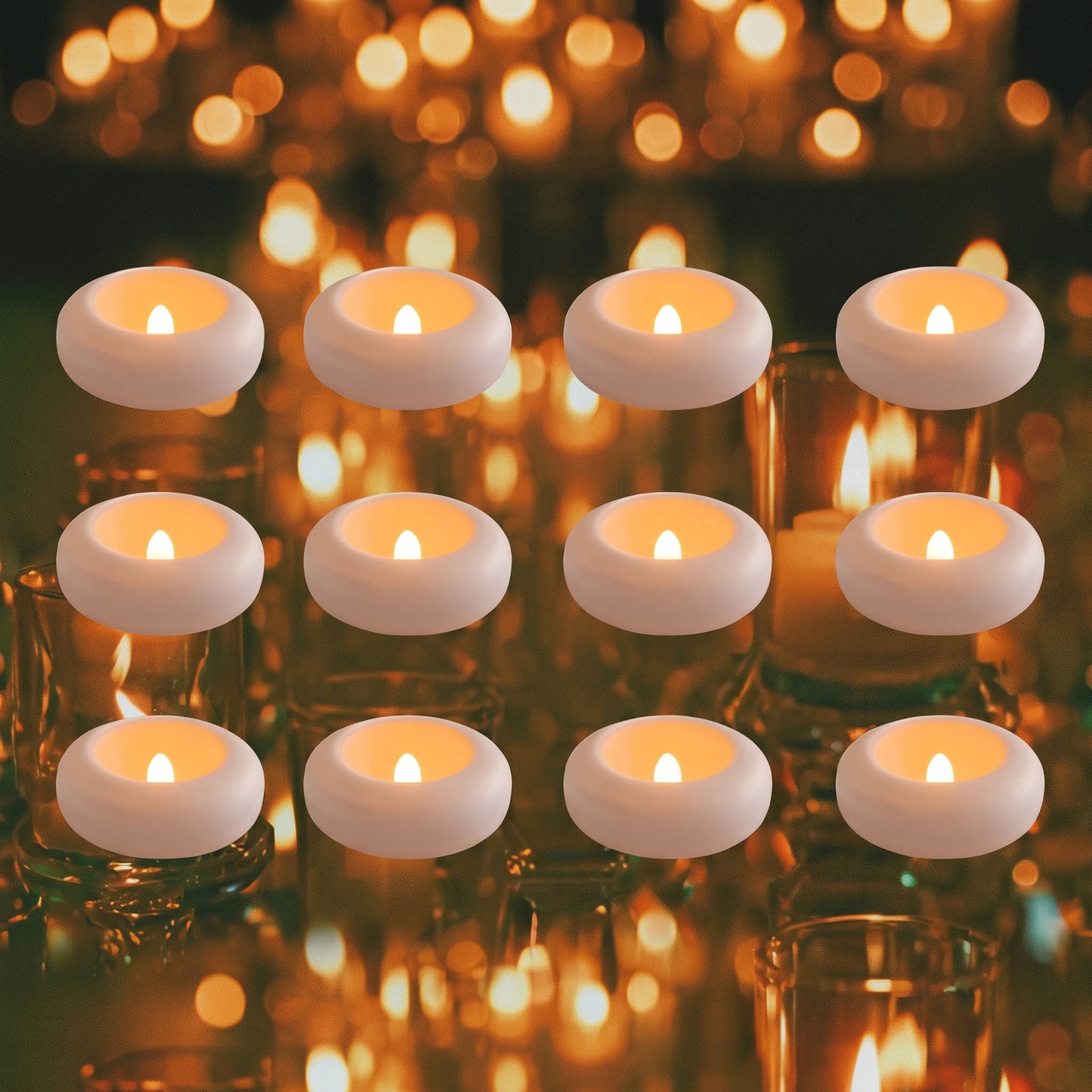 12 Pack Floating LED Tea Candles, Water Activated Waterproof Flameless Lights for Pools, Parties & Camping