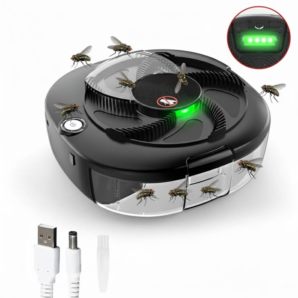 Automatic Fly Trap with Rotating Arm and Removable Collection Tray, USB Rechargeable All Vera Mart