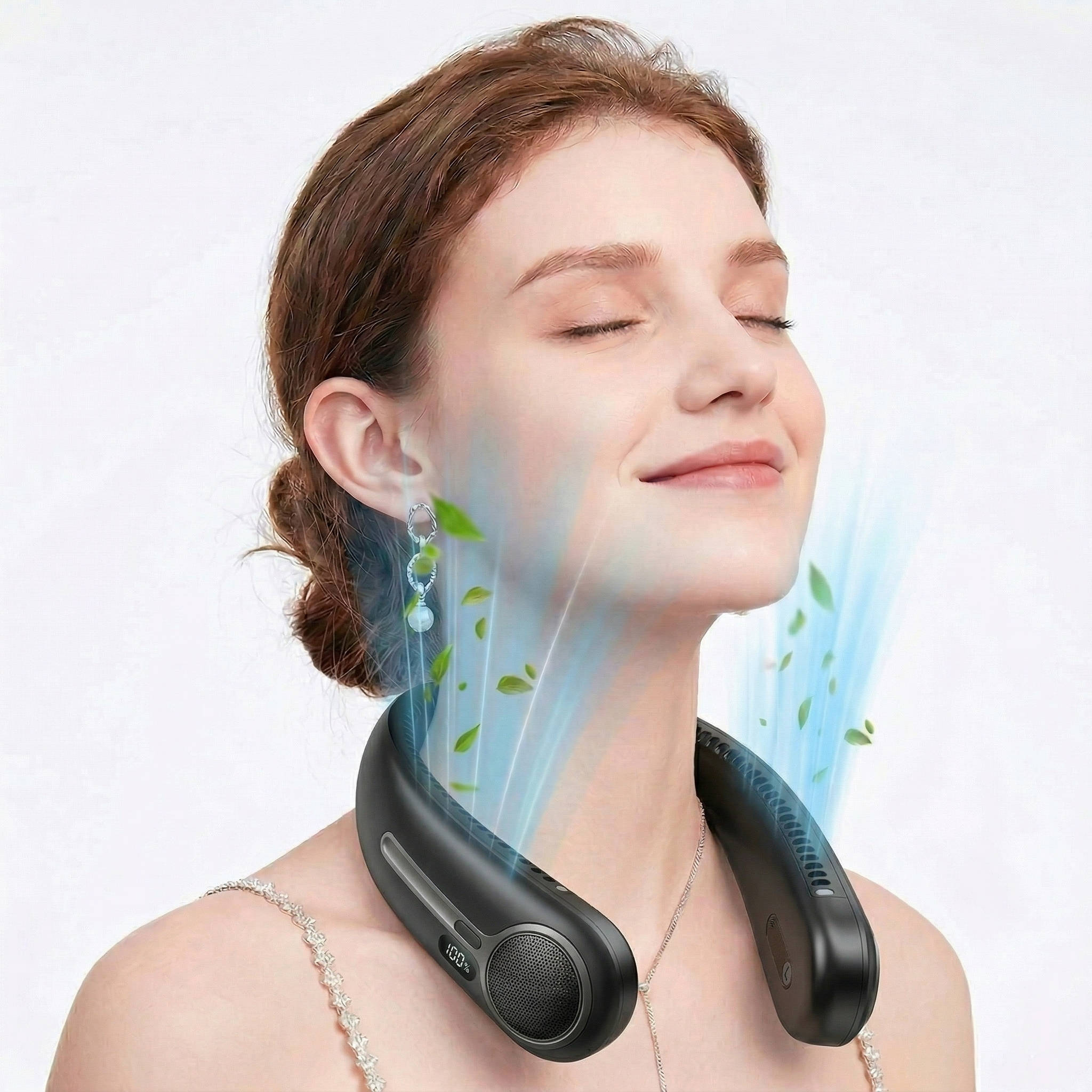 Neck Fan Portable Personal Wearable Neck Fan, 360° Cooling, Hands Free, Bladele