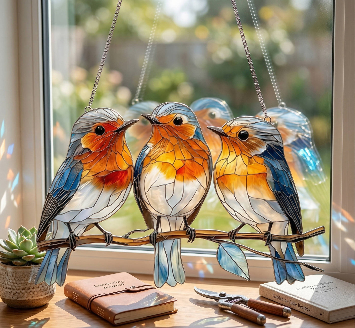 Window Suncatcher Stained Glass Bluebird Acrylic Hanging Decor