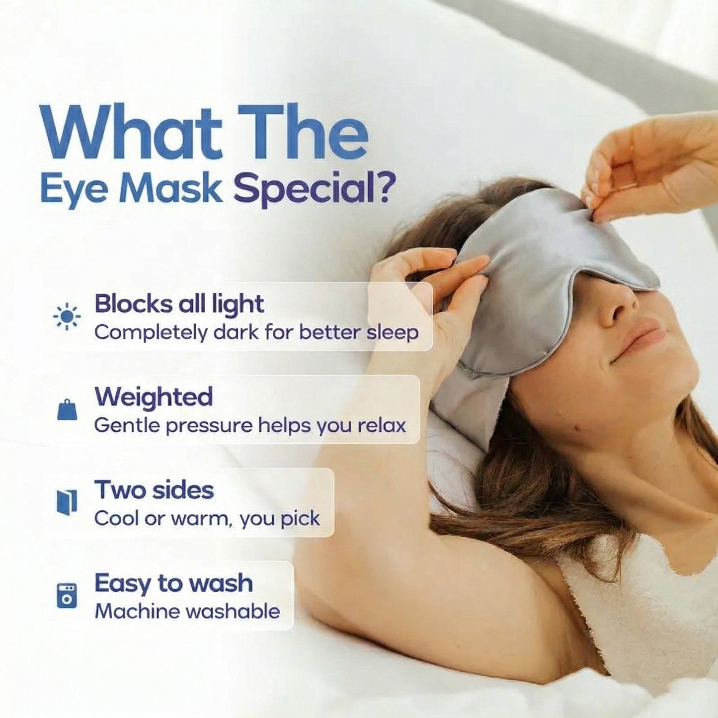Weighted Sleep Mask, Strapless 360 Wraparound Light Blocking Eye Mask for Deep Pressure Relaxation, Travel and Stress Relief