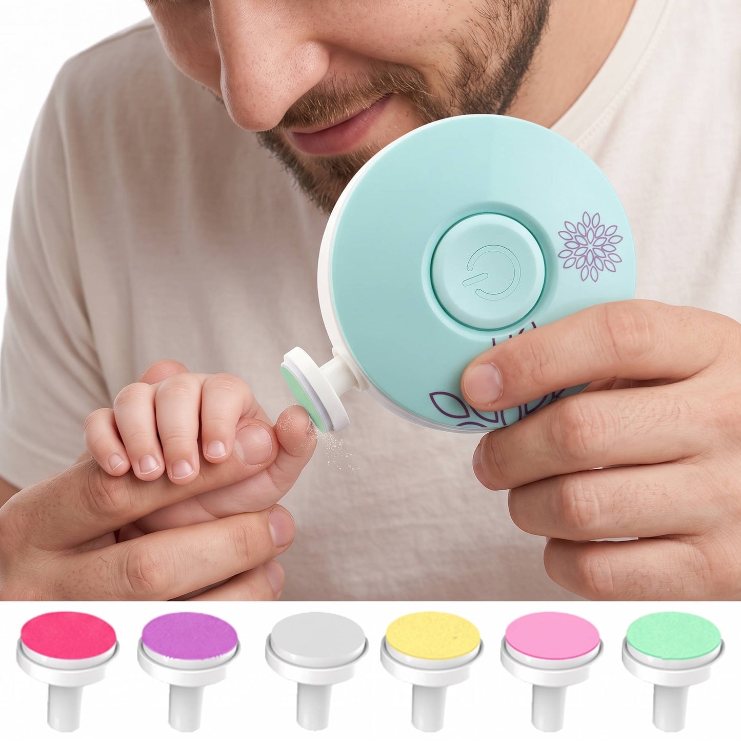 Baby Nail Trimmer with 6 Grinding Heads, Electric Safe Nail File for Newborns and Toddlers