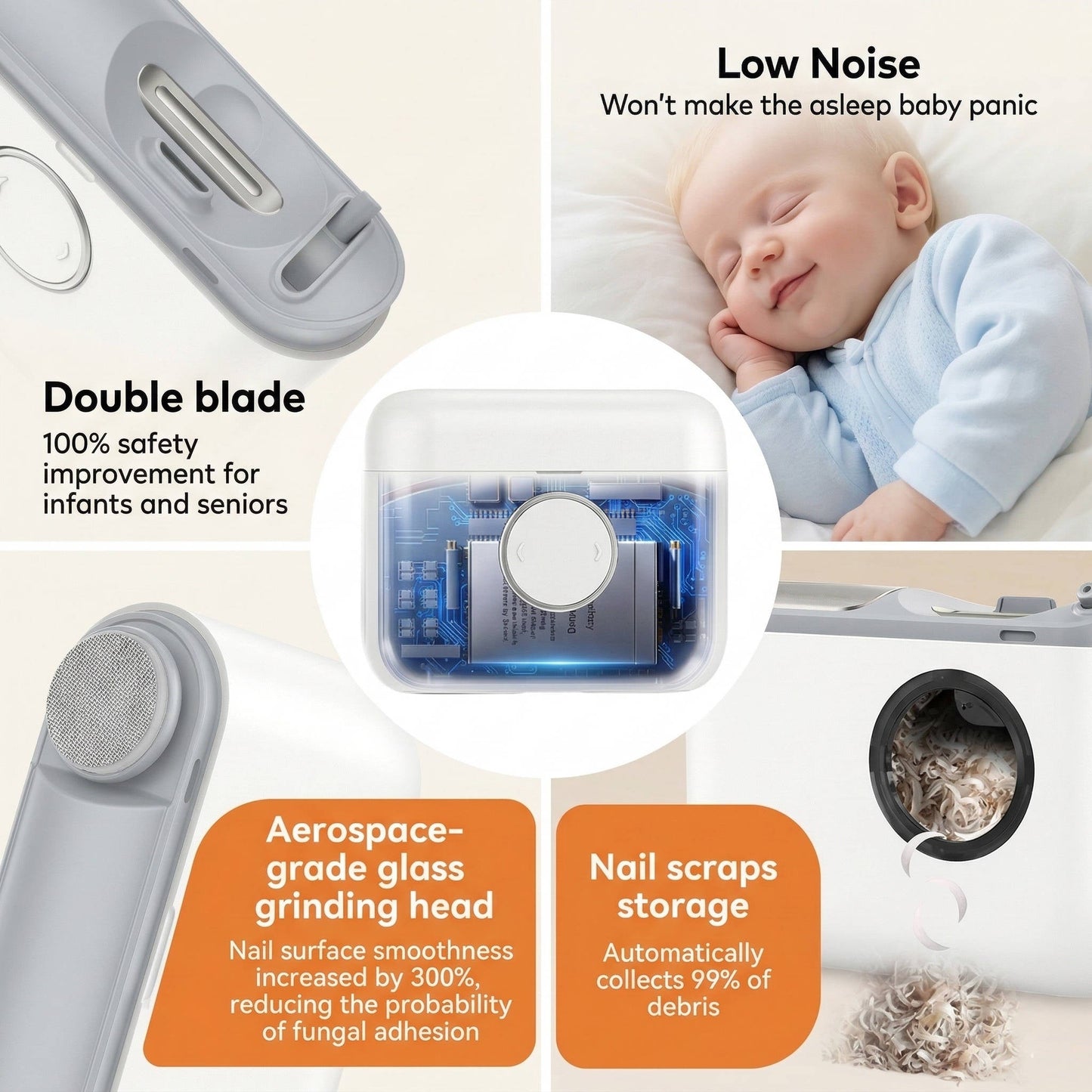 Rechargeable Electric Nail Clipper for Adults and Kids, Built in Storage, Lightweight