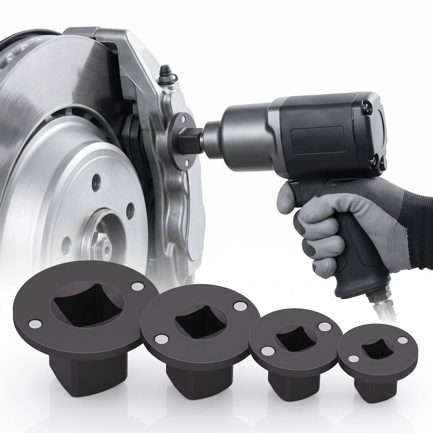 4 Piece Impact Socket Adapter Set, Low Profile Stubby Drive Ratchet Adapters, 1/4" to 1" for Tight Spaces