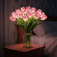 LED Tulip Night Light, Artificial Flower Table Lamp with Real Touch Petals, Battery Operated Lighted Tulip Bouquet for Bedside, Office & Home Decor