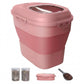 30 to 35 Lbs Dog Food Storage Container, Collapsible Airtight Pet Food Storage with Wheels, Scoop and 2 Containers