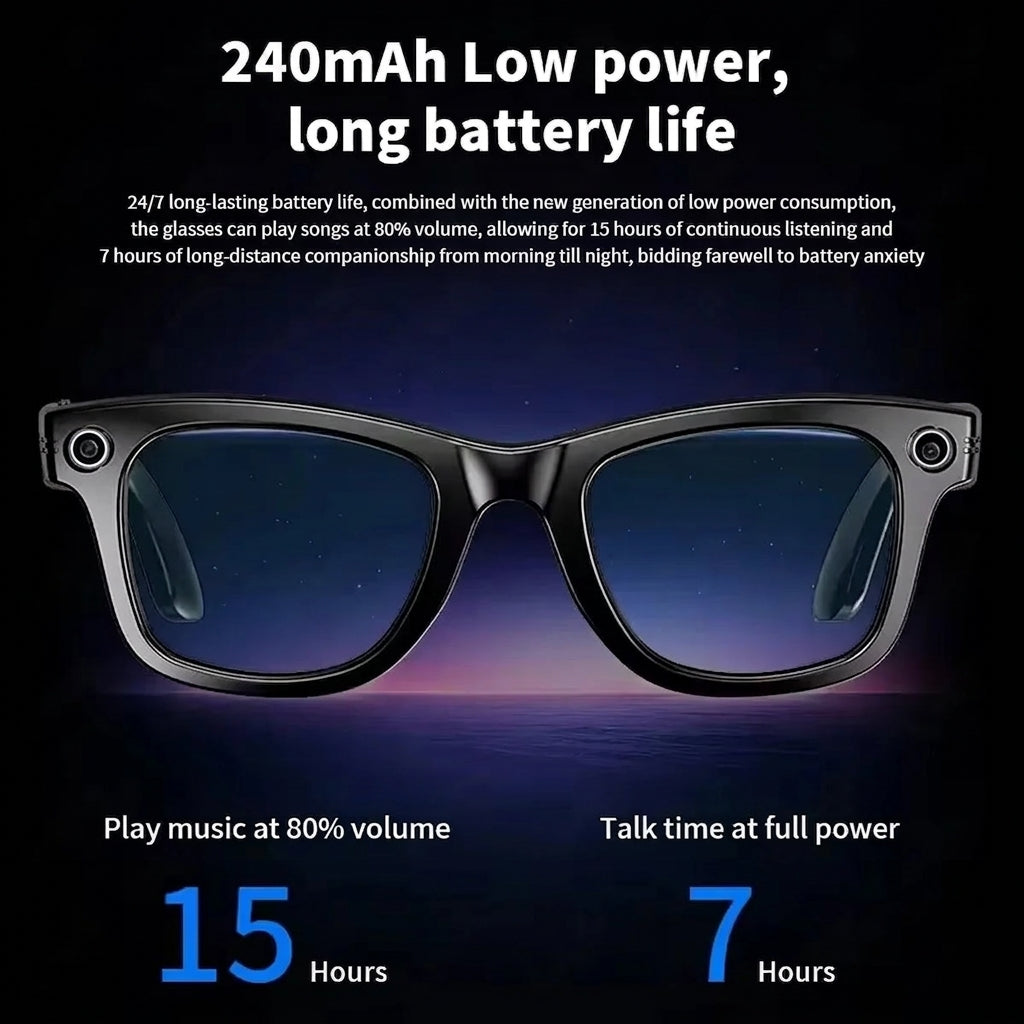 Smart Glasses with Camera, Real Time Translator, Wearable Video Recording Glasses