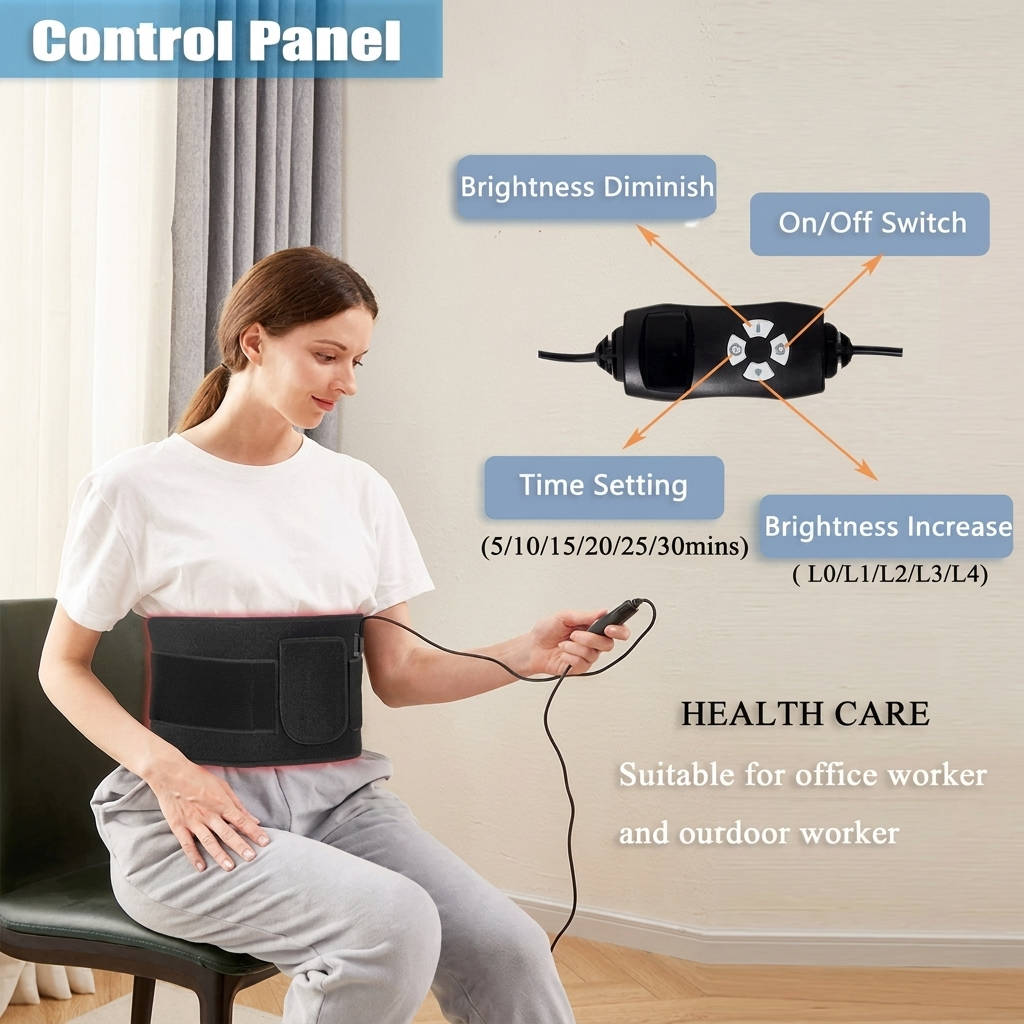 Medical Grade at Home Infrared Light Therapy Pad Belt for Pain Relief, Adjustable Heat Therapy Wrap