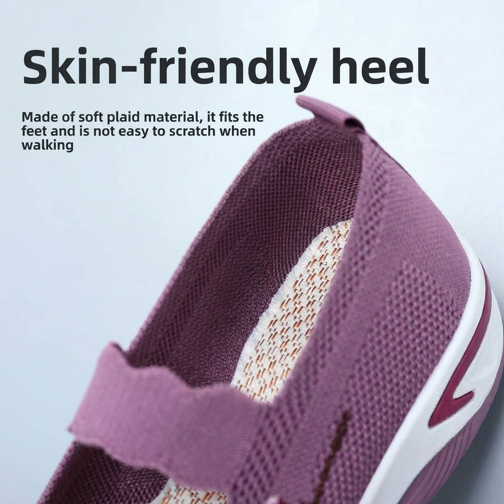 Breathable Mary Jane Sneakers with Floral Embroidery and Elastic Instep Strap