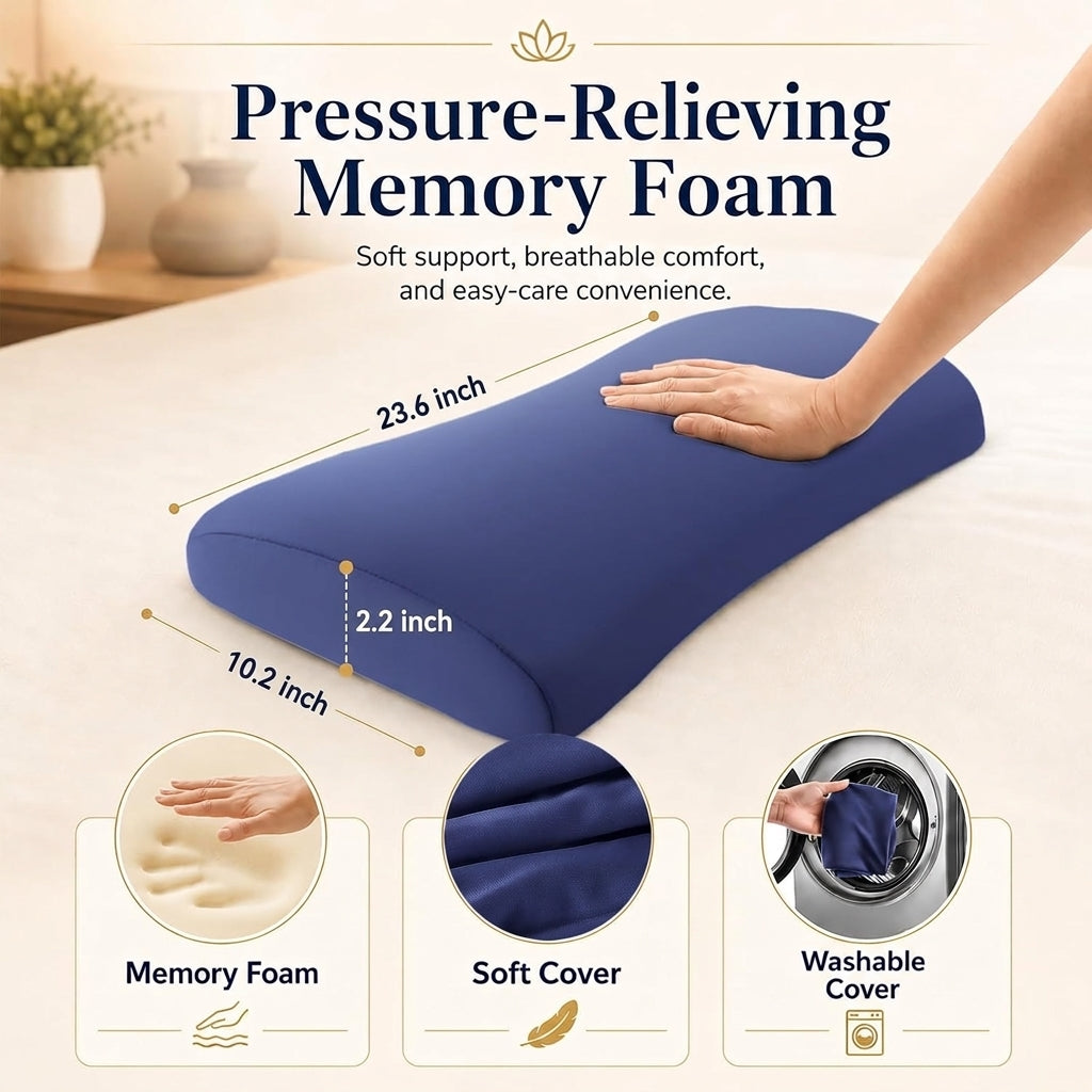 Lower Back Support Pillow, Memory Foam Lumbar Pillow for Sleeping, Cooling Waist Bolster for Side, Back & Stomach Sleepers