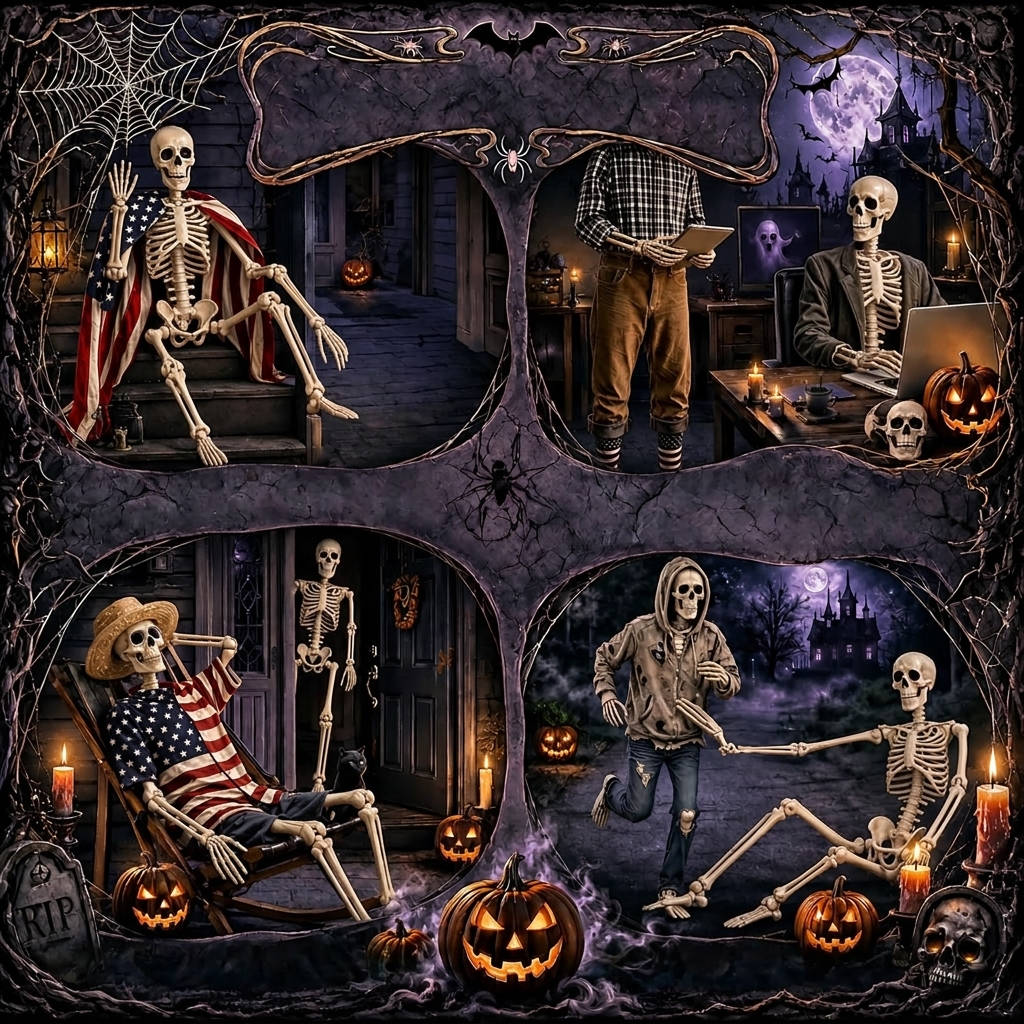 2 Pack 36 Inch Halloween Skeleton Decorations, Movable Joint Skeletons for Haunted Houses, Front Lawn and Graveyard Props