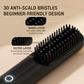 Rechargeable Hair Straightener Brush with Ceramic Teeth and Ion Release, Travel Pouch