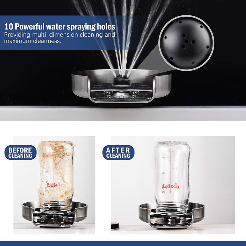 Stainless Steel Kitchen Sink Glass Rinser with Multi Angle Spray Jets and Automatic Shutoff