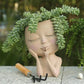 Ceramic Face Planter with Sculpted Design for Small Succulents and Herbs