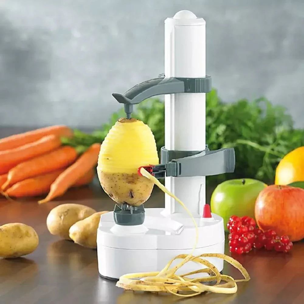 Electric Potato Peeler with Automatic Shutoff and Adjustable Chamber for Root Vegetables