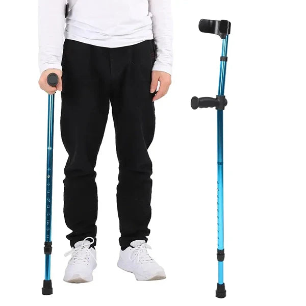 Adjustable Folding Crutch with Ergonomic Grip Handle and Anti-Slip Rubber Tip