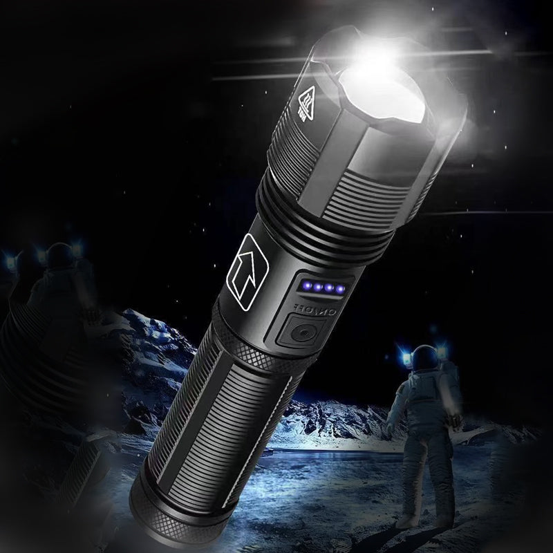 Rechargeable Tactical Flashlight with 12000 Lumens and Adjustable Beam, 550m Range