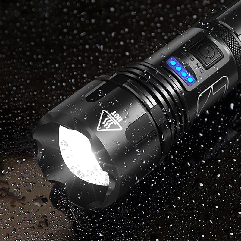 Rechargeable Tactical Flashlight with 12000 Lumens and Adjustable Beam, 550m Range