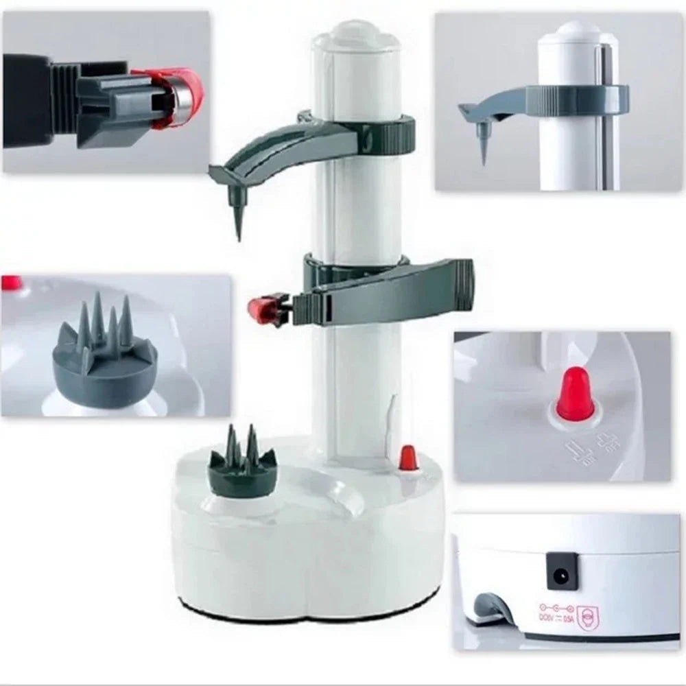 Electric Potato Peeler with Automatic Shutoff and Adjustable Chamber for Root Vegetables