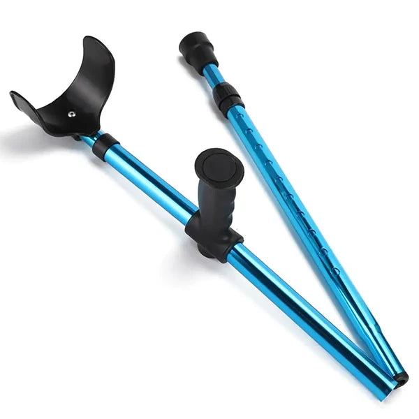 Adjustable Folding Crutch with Ergonomic Grip Handle and Anti-Slip Rubber Tip
