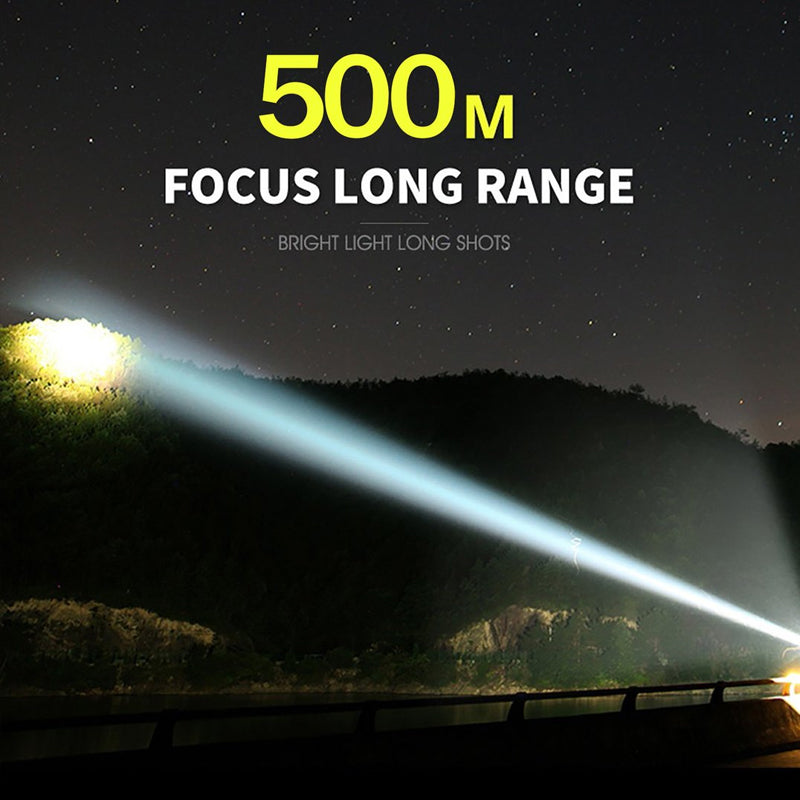 Rechargeable Tactical Flashlight with 12000 Lumens and Adjustable Beam, 550m Range