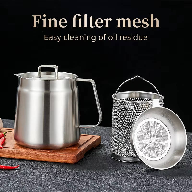 304 Stainless Steel Deep Fryer Pot with Basket, 2 in 1 Oil Strainer and Large Capacity for Frying Bacon and Food