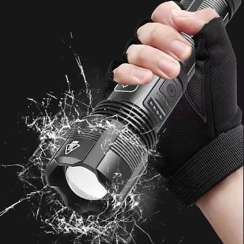 Rechargeable Tactical Flashlight with 12000 Lumens and Adjustable Beam, 550m Range