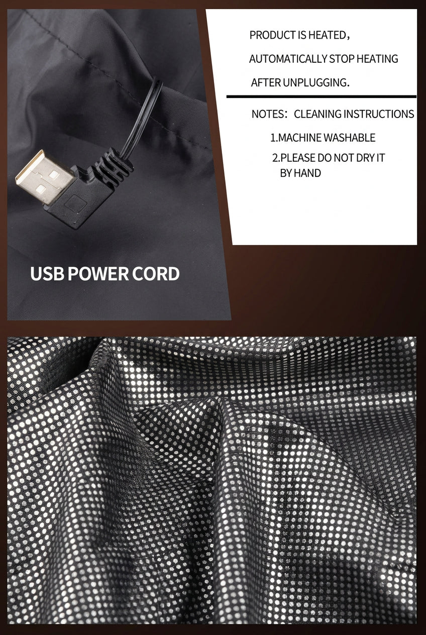 Heated Jacket with 9 Heating Zones and USB Power Connection for Outdoor Activities