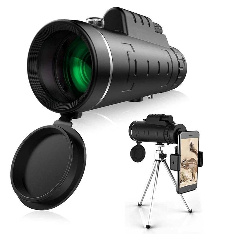 High Power Monocular Telescope With Smartphone Holder and Tripod, Waterproof 10x Magnification