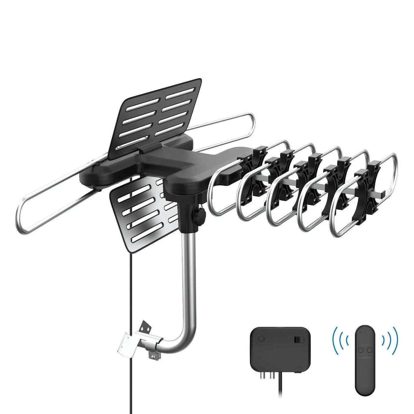 Motorized Outdoor TV Antenna with 360 Degree Rotation and Remote Control, 33ft Cable