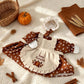 23 Inch Porch Goose Outfit Set, 2 Piece Thanksgiving Pumpkin Print Dress and Ruffled Hat for Fall Outdoor Decor