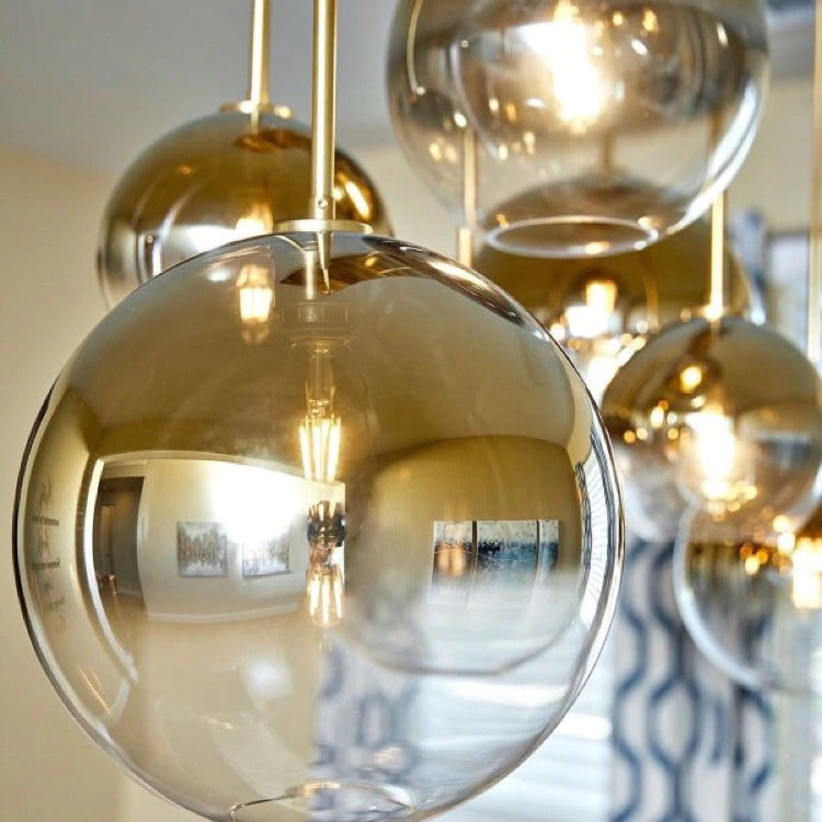 Modern Globe Pendant Light in Brushed Brass