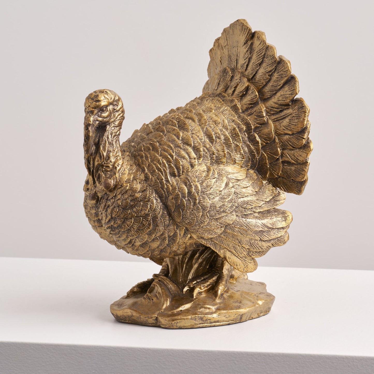 Bronzed Turkey Centerpiece for Fall Tabletop Display, 10 Inches