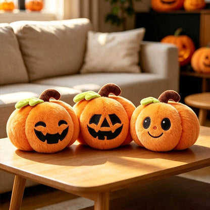 Soft Plush Halloween Characters with Embroidered Faces and Seasonal Designs
