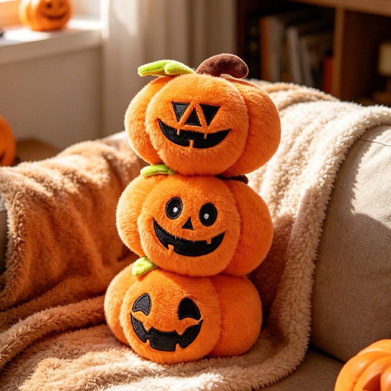 Soft Plush Halloween Characters with Embroidered Faces and Seasonal Designs