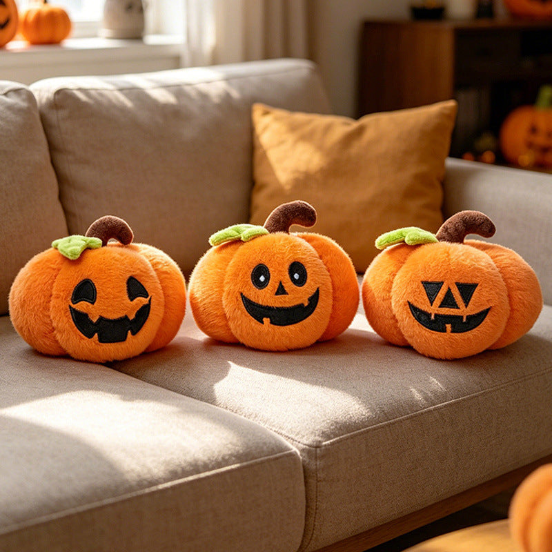 Soft Plush Halloween Characters with Embroidered Faces and Seasonal Designs