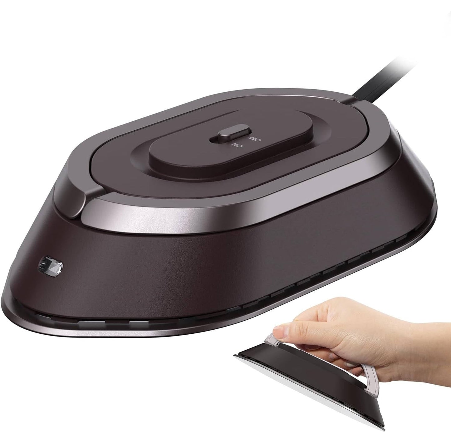 Compact Travel Iron with Foldable Handle and Rapid Heating Plate