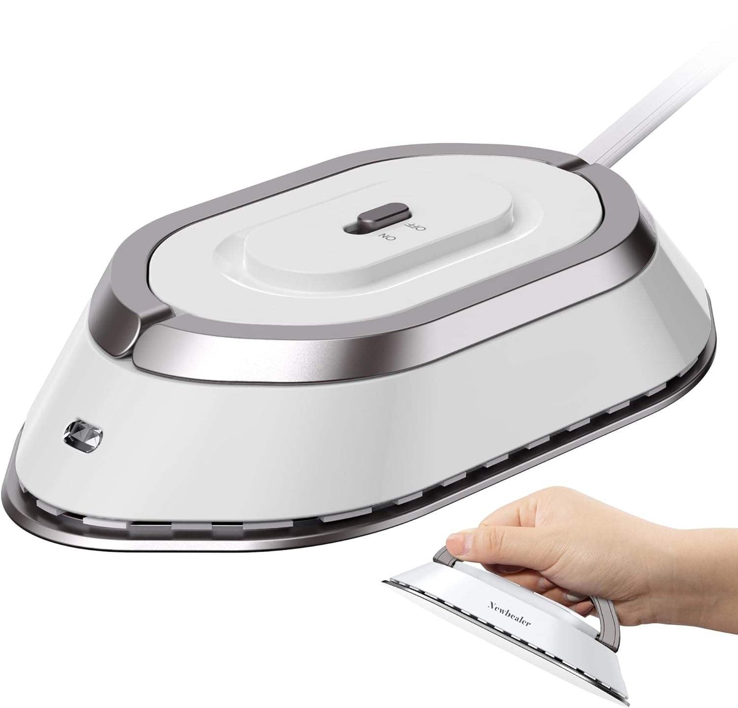Compact Travel Iron with Foldable Handle and Rapid Heating Plate
