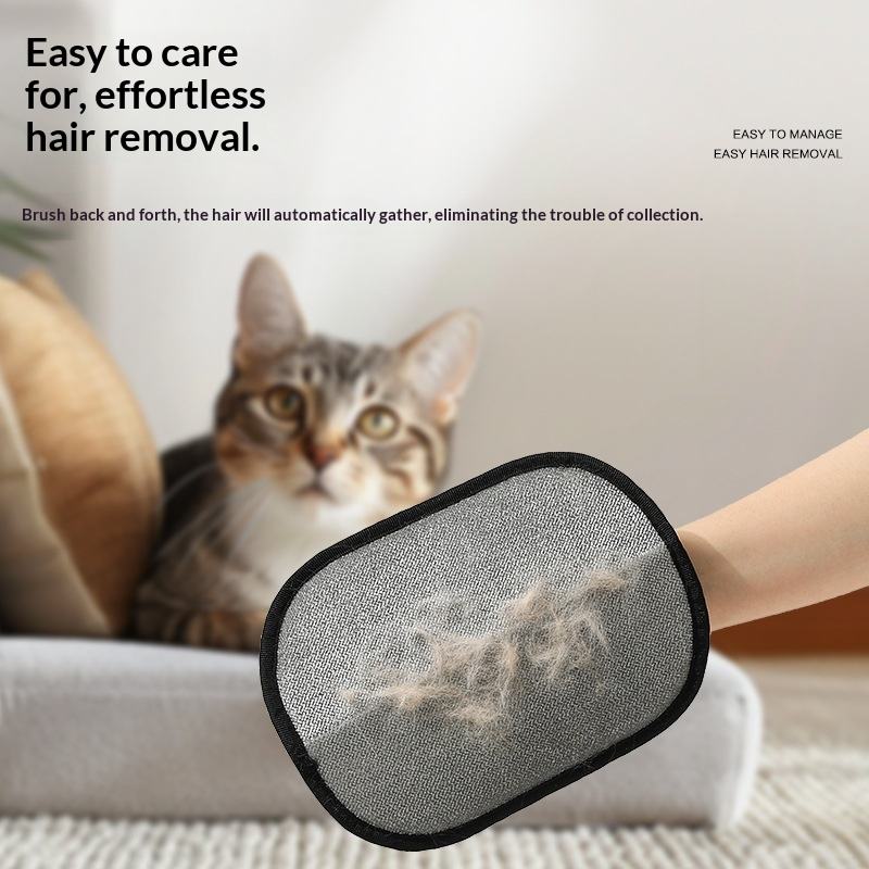 Pet Grooming Gloves with Double-Sided Texture and Washable Design