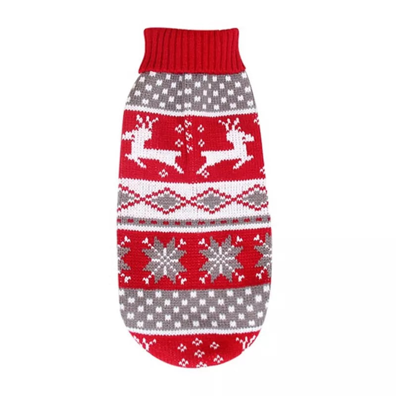 Large Dog Christmas Sweater with Striped Knit Pattern and Seasonal Design