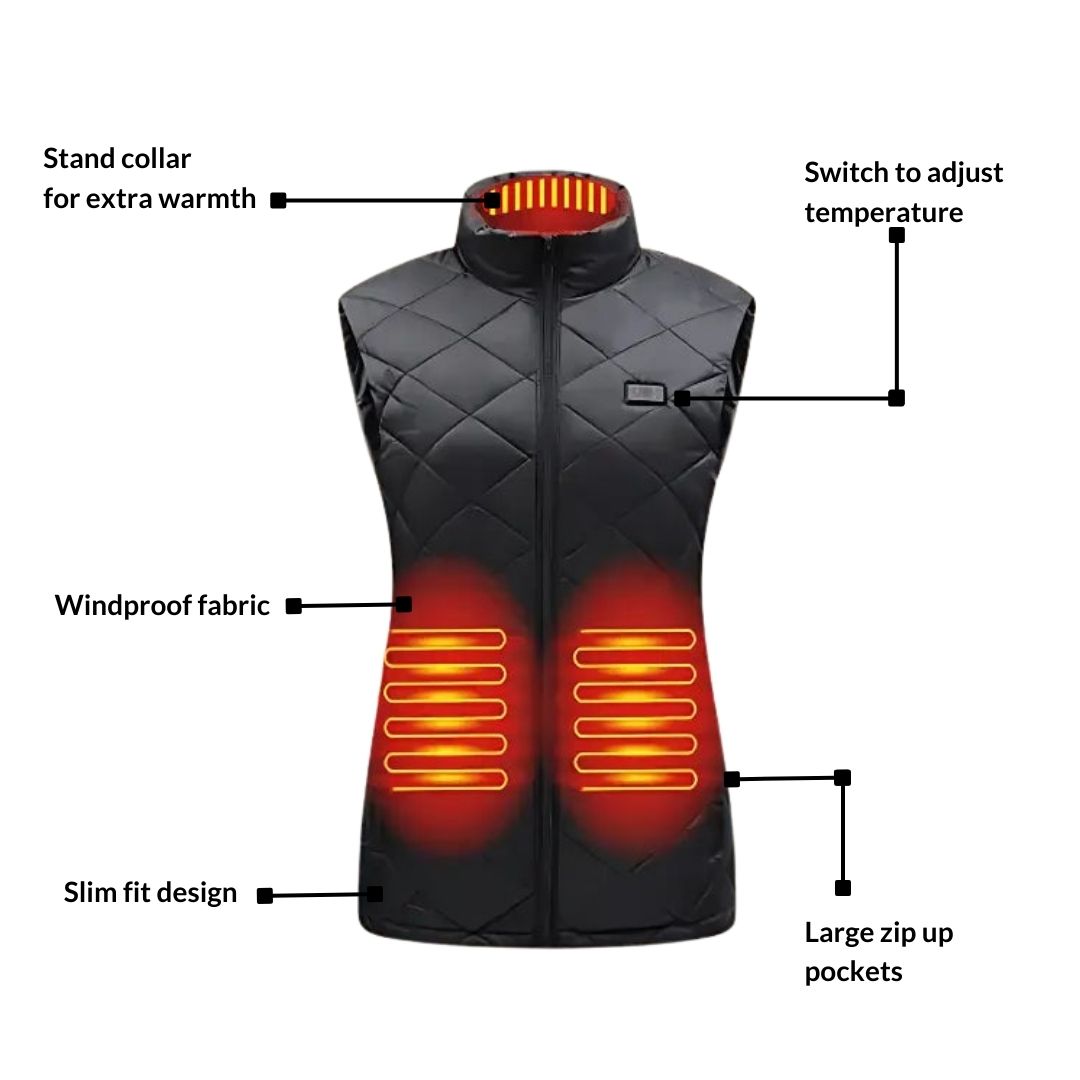 Heated Gilet with Nine Zones and Three Temperature Settings, 10-Hour Runtime