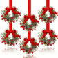 Artificial Christmas Wreath with Red Bows and Pinecone Accents